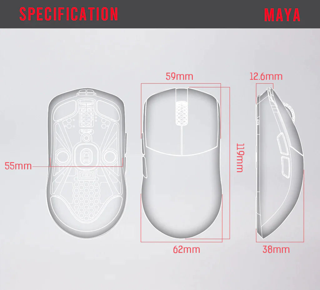 Lamzu Maya Wireless Gaming Mouse - Cloud Grey (4K compatible)