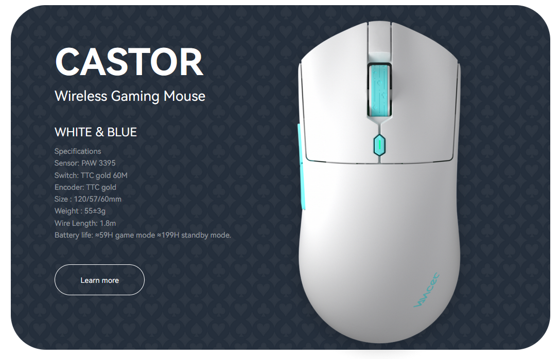 Vancer Castor Pro Wireless Gaming Mouse - Cotton Candy