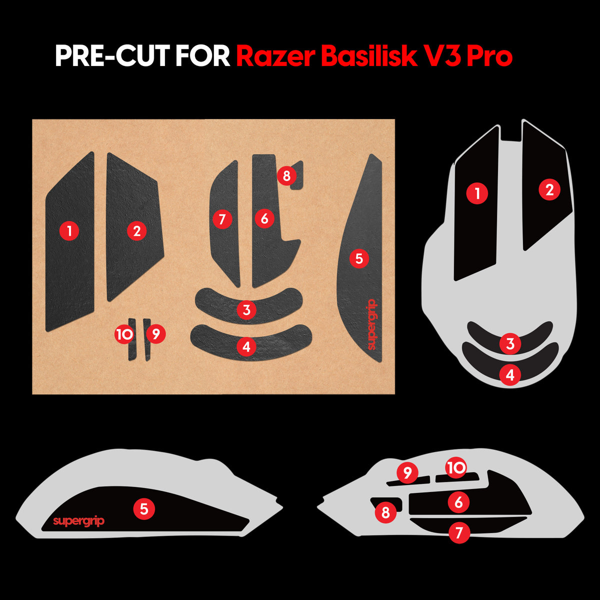 Pulsar Click Razor Pulsar Supergrip Grip Tape for Razer Basilisk V3 Pro - Ausmodshop