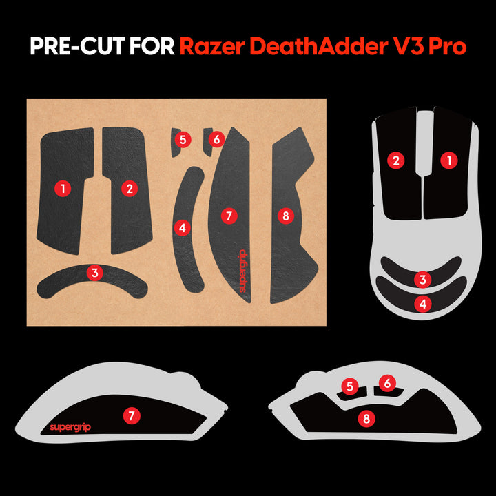 Pulsar Click Razor Pulsar Supergrip Grip Tape for Razer Deathadder V3 Pro - Ausmodshop