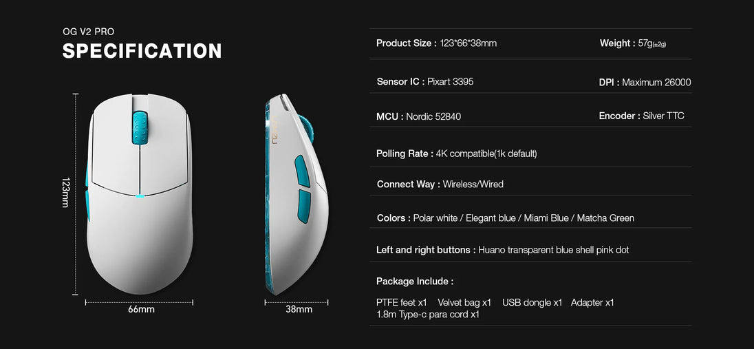 Lamzu Atlantis OG V2 Pro Wireless Gaming Mouse - Matcha Lamzu Atlantis OG V2 Pro Wireless Gaming Mouse - Matcha